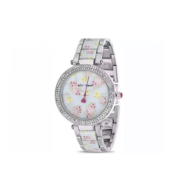 Betsey Johnson Accessories - BETSEY JOHNSON WOMEN’’S Pale Blue FLORAL WRISTWATCH FLOWERS RHINESTONES New in B